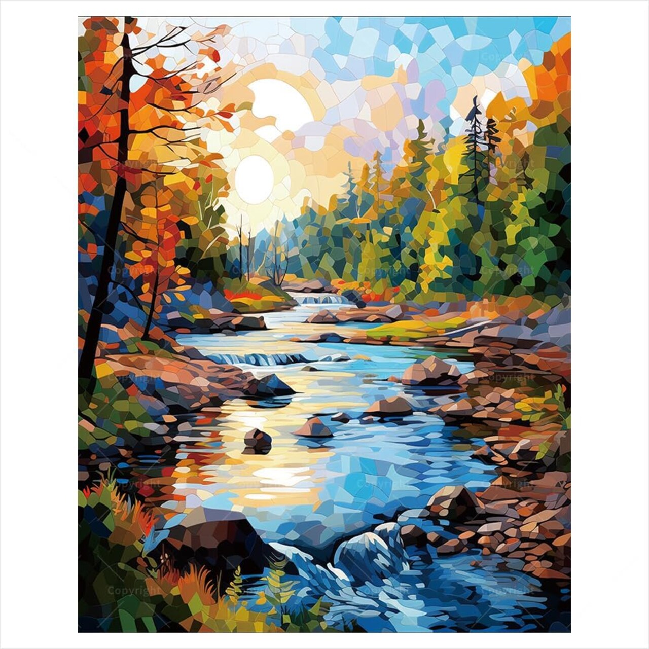 Autumn River Paint by Numbers Kit for Adults - DIY Landscape on Canvas